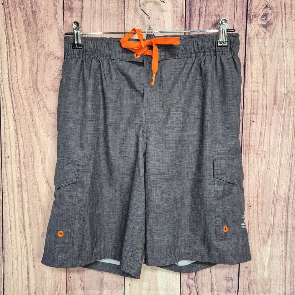 ZeroXposur Mens Board Shorts Gray Orange Cargo Swim Trunks M88481S Size Small